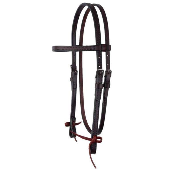0124-000C Circle Y Browband Headstall Plain Stitched - Chocolate