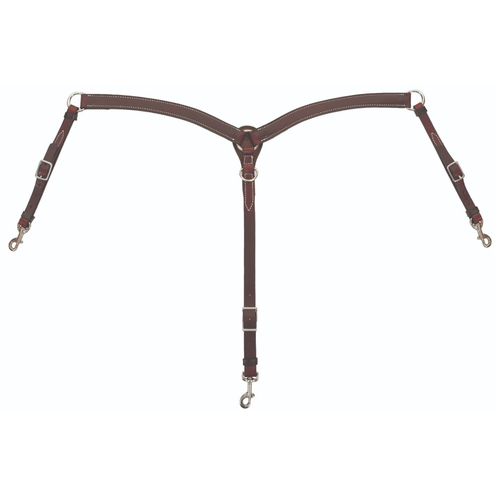 0145-1T02 Tucker 3 Piece Contoured Breast Collar - Chestnut & Chrome