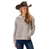 03-098-0250-6182 Roper Women's Polar Fleece 1/4 Snap Pullover - Snow Leopard Print