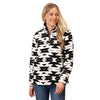 03-098-0250-6195 Roper Women's Polar Fleece 1/4 Zip Pullover - Black & White Aztec