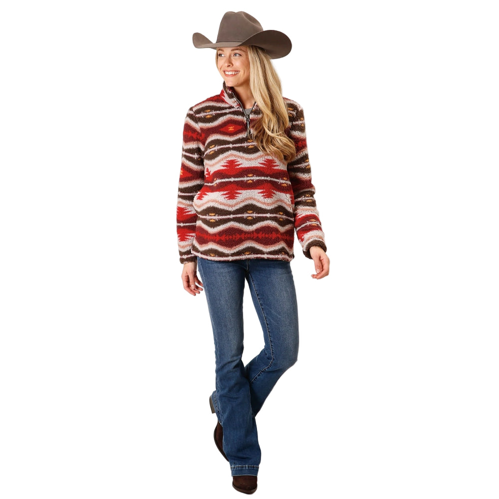03-098-0250-6197 Roper Women's Polar Fleece 1/4 Zip Pullover - Aztec ...