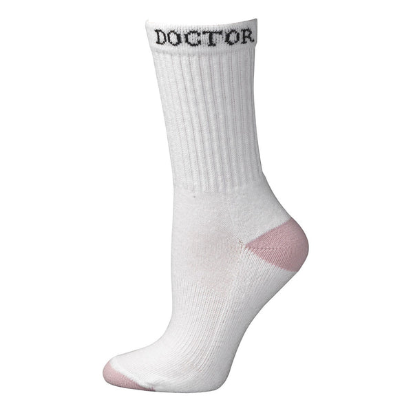 0496805 Boot Doctor Women's Crew Boot Socks- White- 3 pair pack