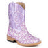 09-017-1901-1520 Roper Toddler Girl's Purple Floral Glitter Metallic Vamp Western Cowgirl Boot