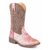 09-018-1225-2062 Roper Children's Pink Southwest Glitter Square Toe Cowboy Boots