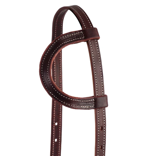 10-0093 Weaver Latigo Leather Flat Sliding Ear Headstall - Burgundy