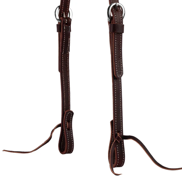 10-0093 Weaver Latigo Leather Flat Sliding Ear Headstall - Burgundy