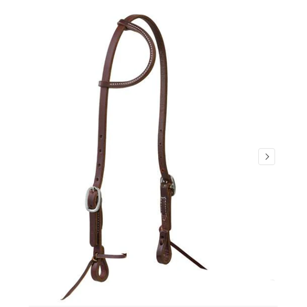 10-0508 Weaver Working Tack Single-Ply Sliding Ear 5/8" Headstall with Tie Ends