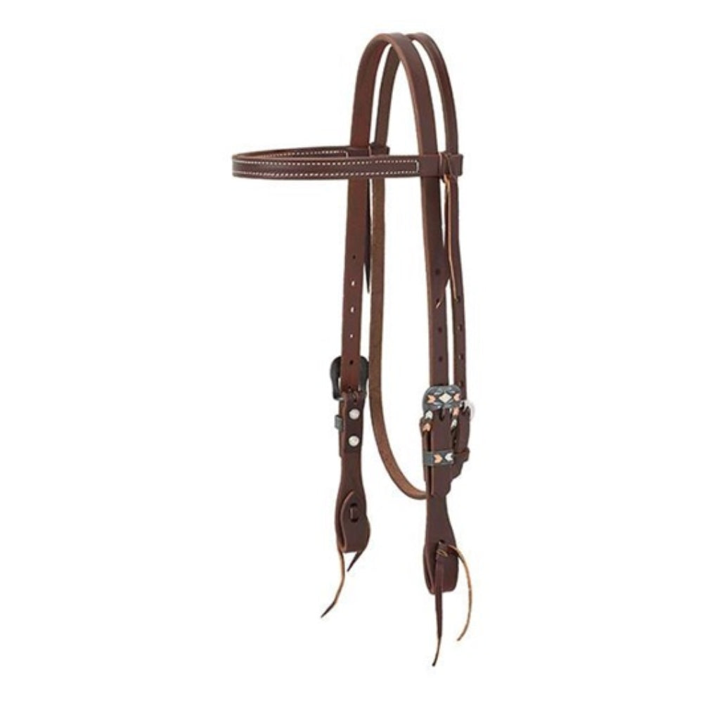 10-0611 Weaver Leather Working Tack Chevron Hardware Straight Browband Headstall
