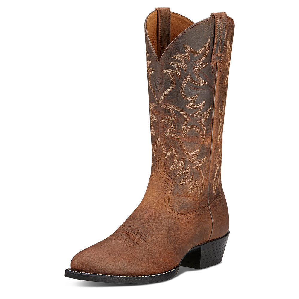 10002204 Ariat Men's Heritage Western R Toe Cowboy Boot - Distressed Brown