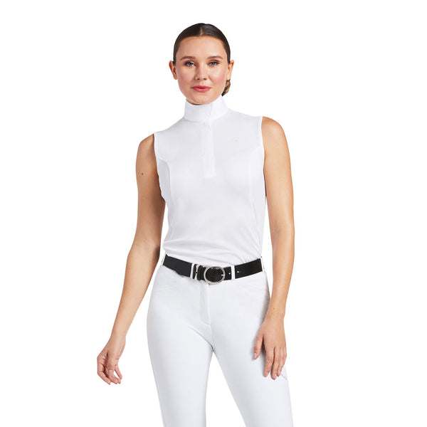 10009004 Ariat Women's Aptos Sleeveless English Show Shirt - White