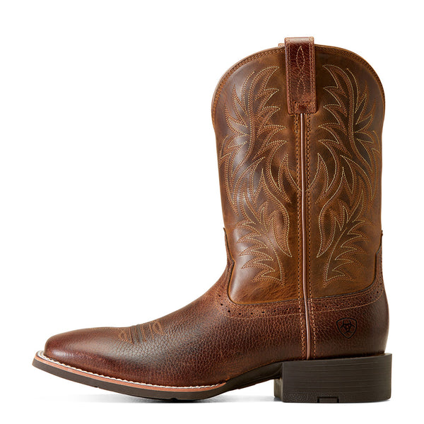 10016291 Ariat Mens Sport Wide Square Toe Western Cowboy Boot - Fiddle Brown