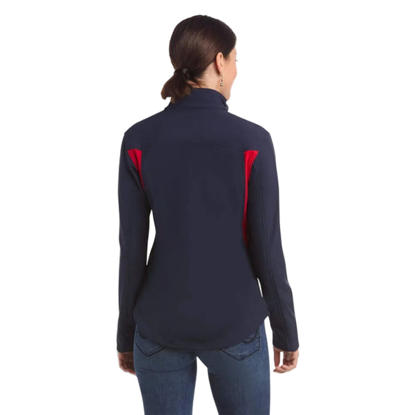 10019208 Ariat Women's Logo Team Softshell Jacket - Navy / Red