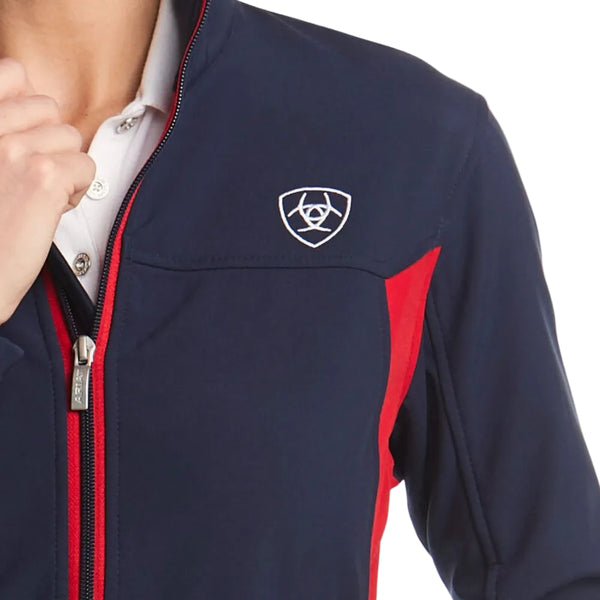 10019208 Ariat Women's Logo Team Softshell Jacket - Navy / Red