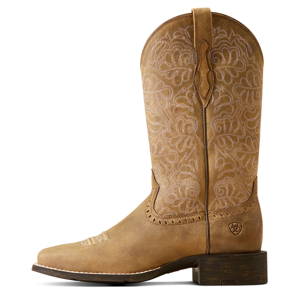 10019906 Ariat Women's Round Up Remuda Wide Square Toe Cowboy Boot - Brown Bomber