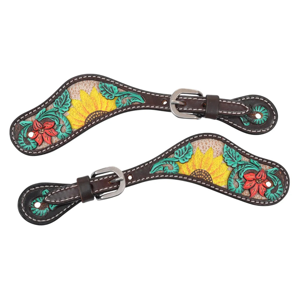 1002-35-SC Circle Y Rising Sunflower Spur Strap