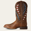 10027165 Ariat Men's Quickdraw VenTEK Cowboy Boot - Distressed Brown with Patriotic