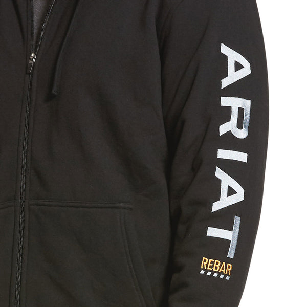 10027833 Ariat Men's Rebar All-Weather Full Zip Hoodie - Black