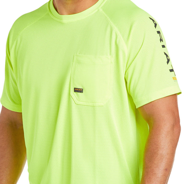 10031037 Ariat Men's Rebar Heat Fighter Short Sleeve T-Shirt - Neon Lime