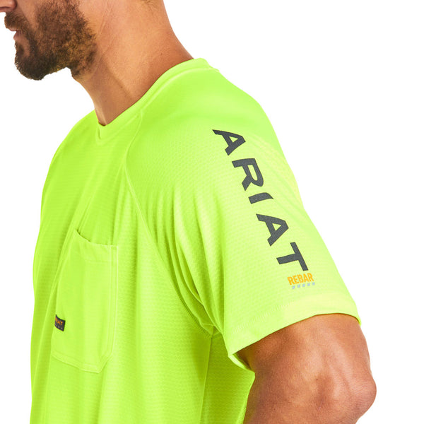 10031037 Ariat Men's Rebar Heat Fighter Short Sleeve T-Shirt - Neon Lime