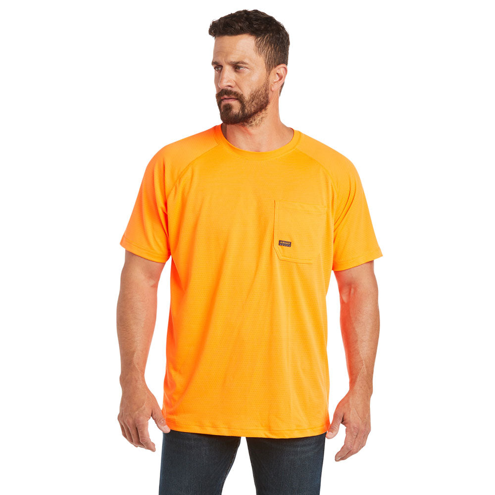 10031040 Ariat Men's Rebar Heat Fighter Short Sleeve T-Shirt - Neon Orange