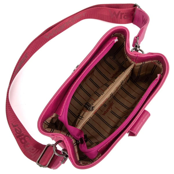 WRS-1024HPK Wrangler Crossbody Shoulder Purse Bag - Hot Pink