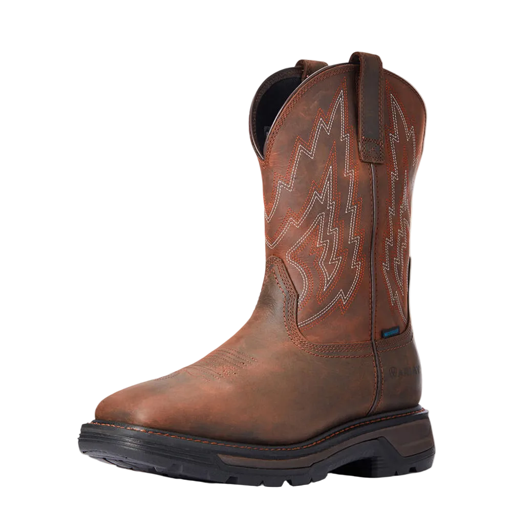 10033991 Ariat Men's Big Rig H2O Waterproof Work Boots - Dark Brown / Distressed Brown 12EEEE