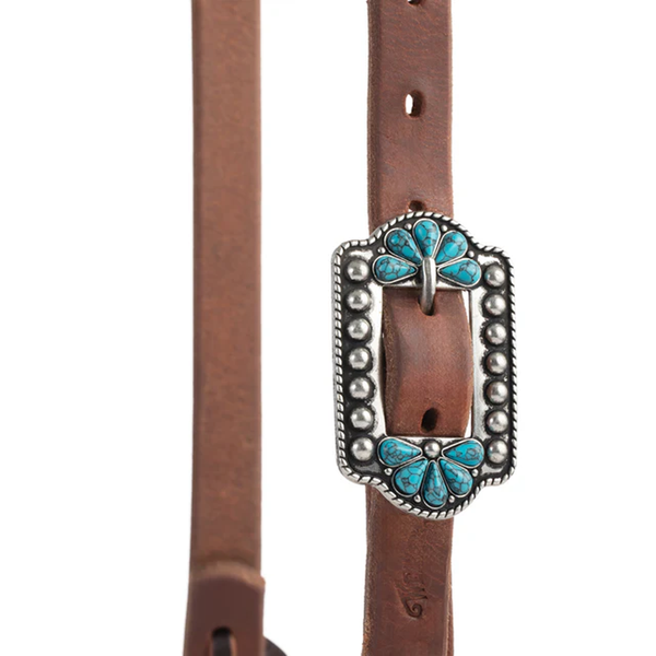 10036-00-06 Weaver ProTack® Browband Headstall with Turquoise Flower Designer Hardware