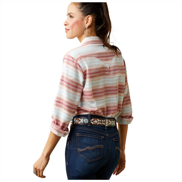 10045046 Ariat Women's Savannah Long Sleeve Western Snap Shirt - Jacquard Stripe