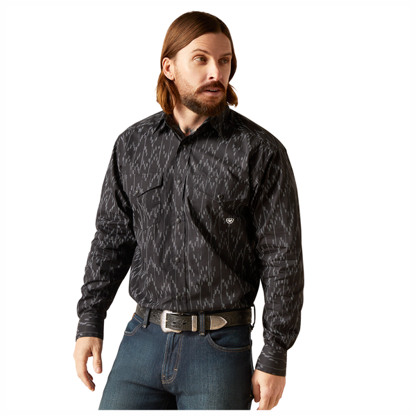 10046217 Ariat Men's Shea Long Sleeve Western Snap Shirt - Black
