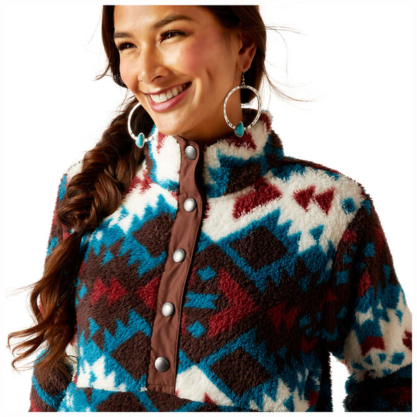 10046253 Ariat Women's Berber Snap Front Sweatshirt - Plainsview Print