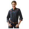 10046312 Ariat Women's Dutton Embroidered Long Sleeve Western Snap Shirt - Rinsed