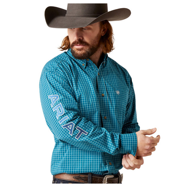10046324 Ariat Men's Pro Series Team Wayland Classic Fit Buttondown Shirt - Blue