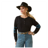 10046444 Ariat Women's Relaxed Henley Top - Washed Black