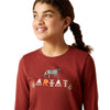 10046494 Ariat Youth Blossom Pony Long Sleeve T-Shirt - Fired Brick