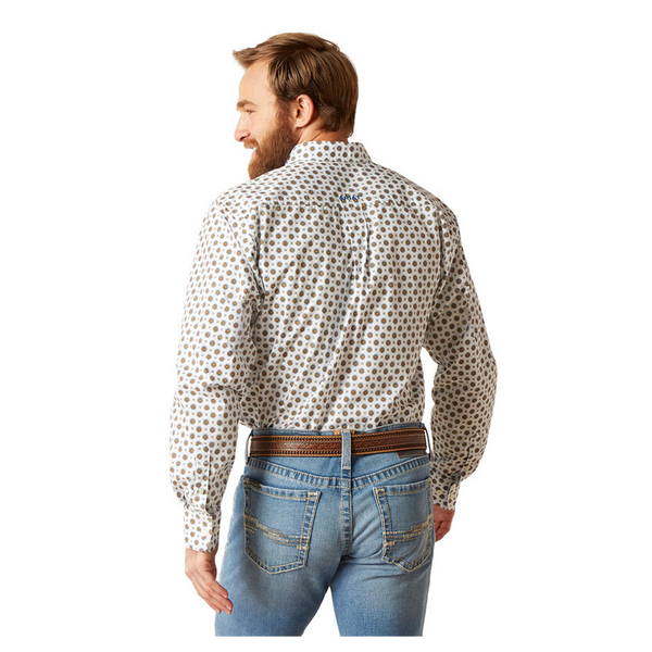 10046585 Ariat Men's Garvie Fitted Long Sleeve Buttondown Shirt - White