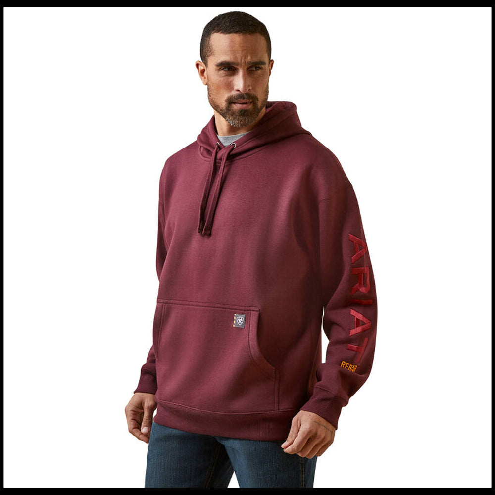 10046663 Ariat Men's Rebar Graphic Hooded Sweatshirt - Malbec
