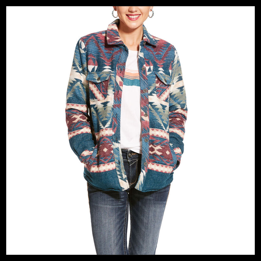 10046671 Ariat Women's R.E.A.L. Shacket Shirt Jacket - Baja Jacquard