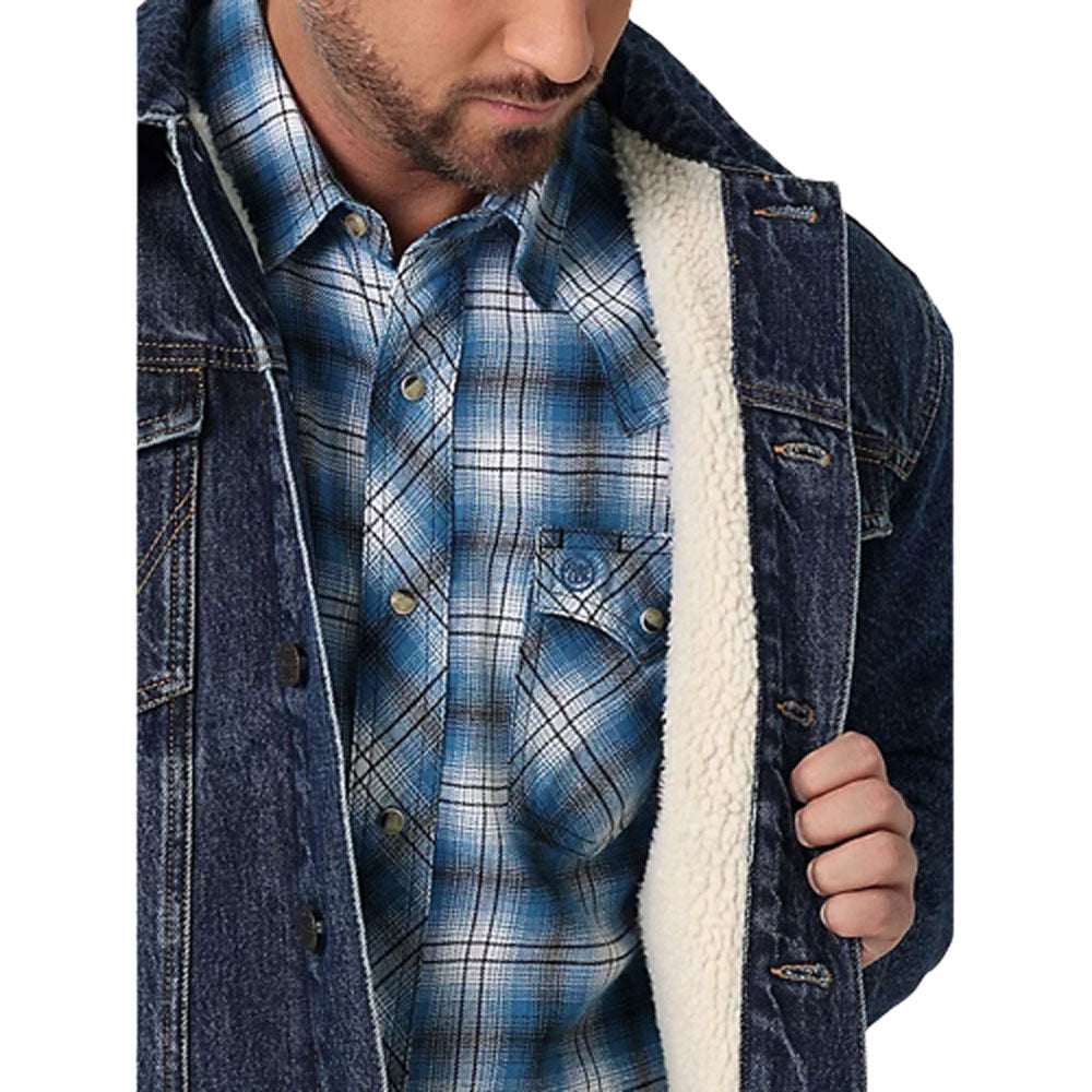 74288VD Wrangler Men's Retro Sherpa Lined Denim Jean Jacket