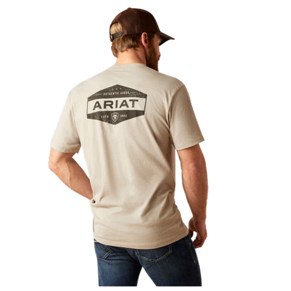 10047643 Ariat Men's Hex Short Sleeve T-Shirt - Khaki Heather