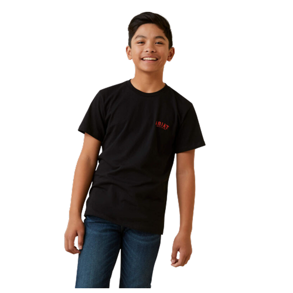 10047651 Ariat Boys Western Vertical Flag Short Sleeve T-Shirt - Black
