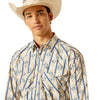 10048540 Ariat Men's Preston Long Sleeve Snap Shirt - Tan and Blue Print