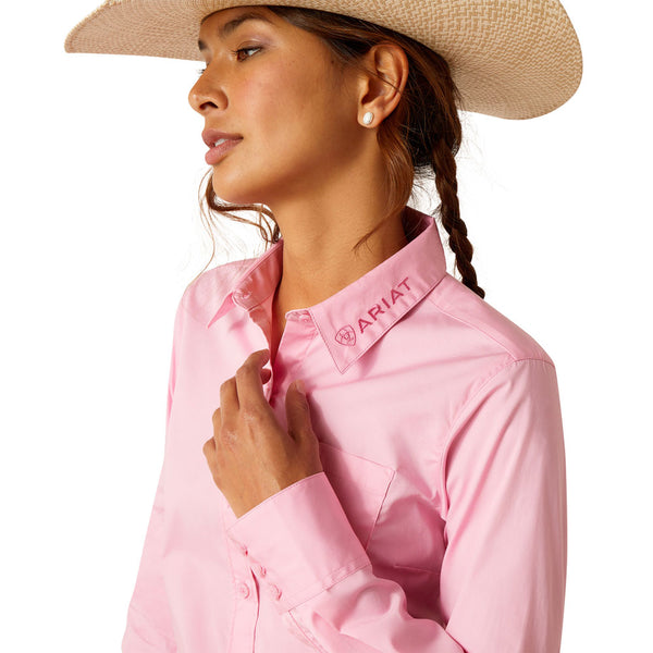 10048754 Ariat Women's Wrinkle Resist Team Kirby Long Sleeve Stretch Shirt - Prism Pink