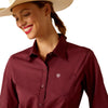 10048885 Ariat Women's Kirby Long Sleeve Stretch Shirt - Burgundy