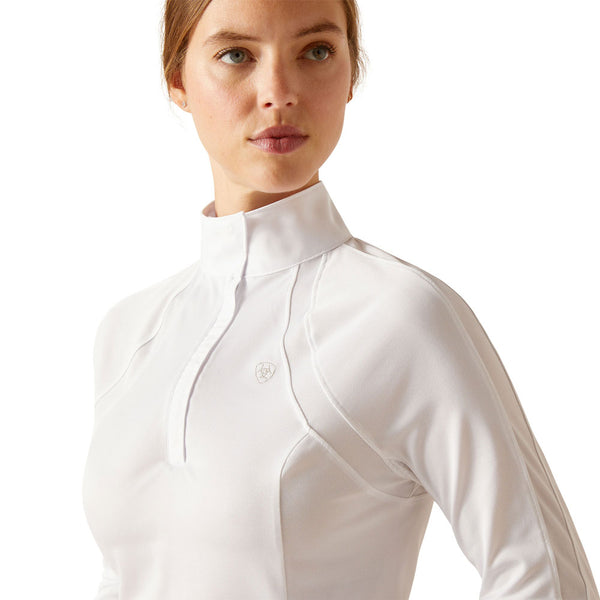 10048934 Ariat Women's Sunstopper 3.0 Pro Long Sleeve Show Shirt - White
