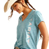 10049024 Ariat Women's Laguna Logo Short Sleeve Top - Brittany Blue