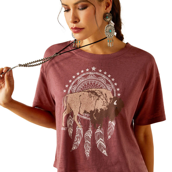 10051310 Ariat Women's Buffalo Territory Short Sleeve T-Shirt - Wild Ginger
