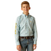 10051406 Ariat Boys' Team Colton Classic Fit Long Sleeve Buttondown Shirt - Aqua