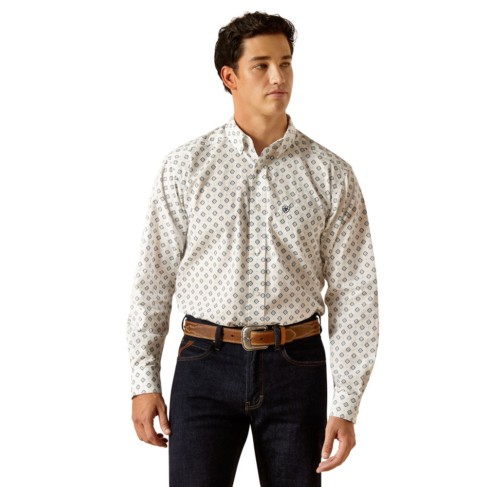 10051510 Ariat Men's Rocco Classic Fit Long Sleeve Buttondown Shirt - White
