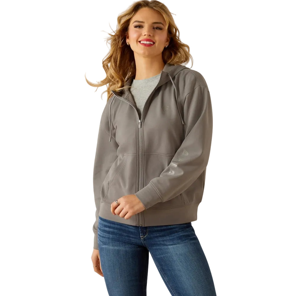 10054492 Ariat Women's Breeze Full Zip Long Sleeve Hoodie - Smoked Pearl