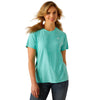 10054529 Ariat Women's Laguna Short Sleeve Logo Shirt - Blue Turquoise